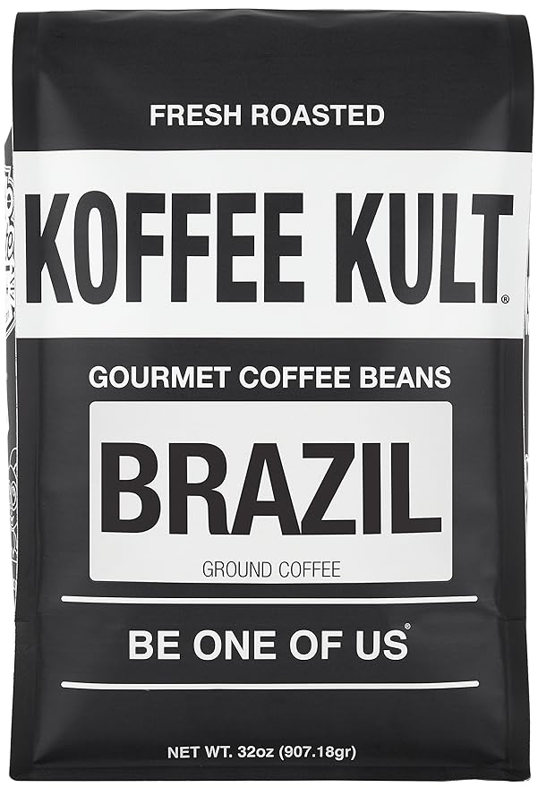 Koffee Kult Brazil Coffee Beans Medium Roast - 100% Single Origin Brazilian Coffee - Fresh Artisan Roasted (Whole Bean 32oz bag)