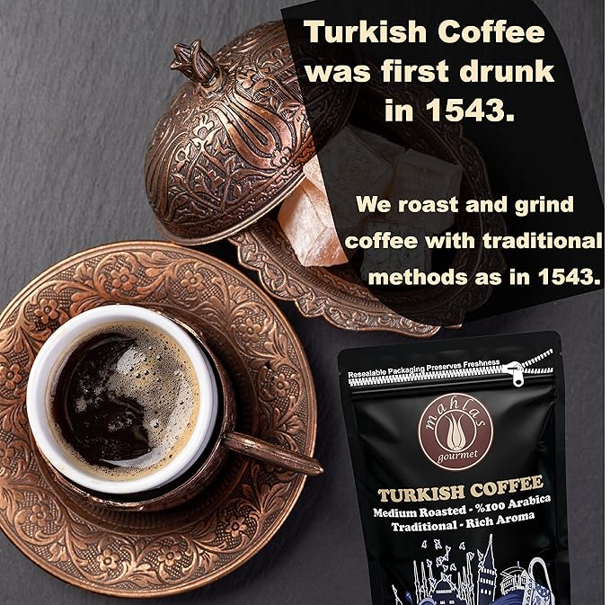 Mahlas Gourmet Turkish Coffee Gold Blend Medium Roast - Premium Quality Freshly &amp Finely Ground 100% Arabica Coffee Beans