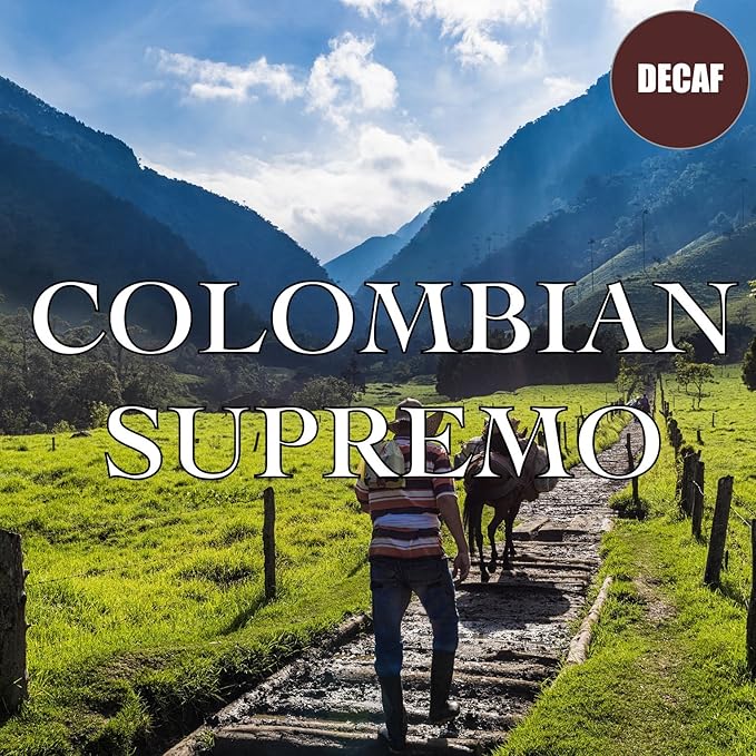 Colombian Supremo Decaf Coffee Whole Bean Swiss Water Processed Fair Trade Fresh Roasted 16-ounce