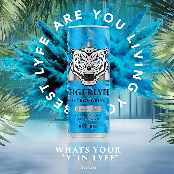 TIGERLYFE Energy Drink 12 Pack Sugar Free Energy Drink Zero Calorie Zero Carb Diet Energy Drinks Bulk 12oz Slim Can Zero Sugar Energy Drinks with B Vitamins &amp Electrolytes No Sugar Energy