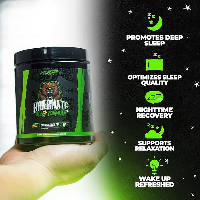 Hibernate Sleep Supplement Complete &amp Optimally Dosed Sleep Recovery Formula Relax &amp Unwind Includes GABA Valerian Root Melatonin 5-HTP &amp More (30 Servings) (Citrus Green Tea)