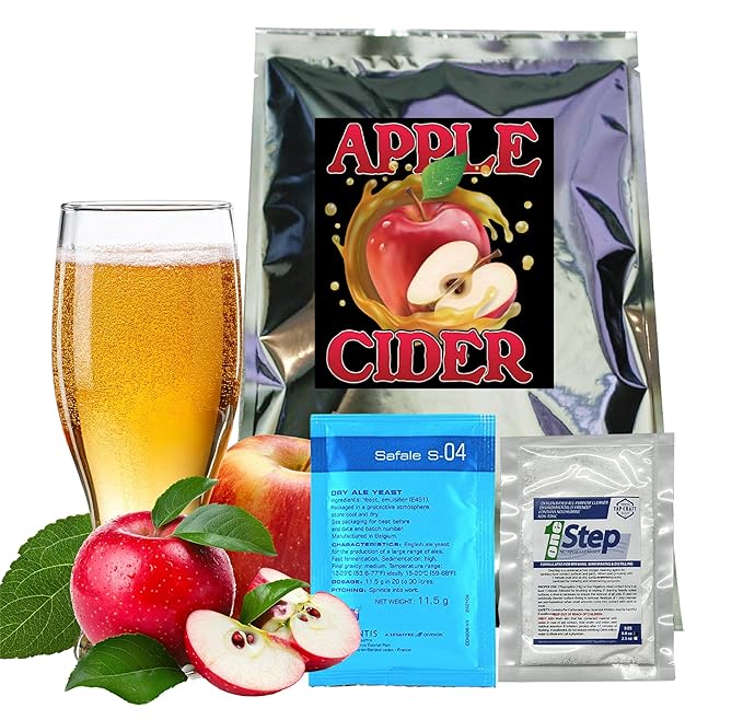 Hard Apple Cider Kit – 5 Gallon Batch – Made with 100% Apple Juice Concentrate – No Extra Sugar Needed