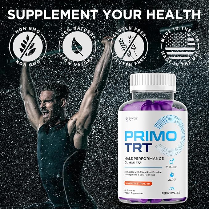 (2 Pack) Primo TRT Gummies for Men Official Primo TRT Male Performance Gummys with Maximum Strength Ingredients Advanced PrimoTRT Male Health Support Supplement with Premium Vitamins (120 Gummies)