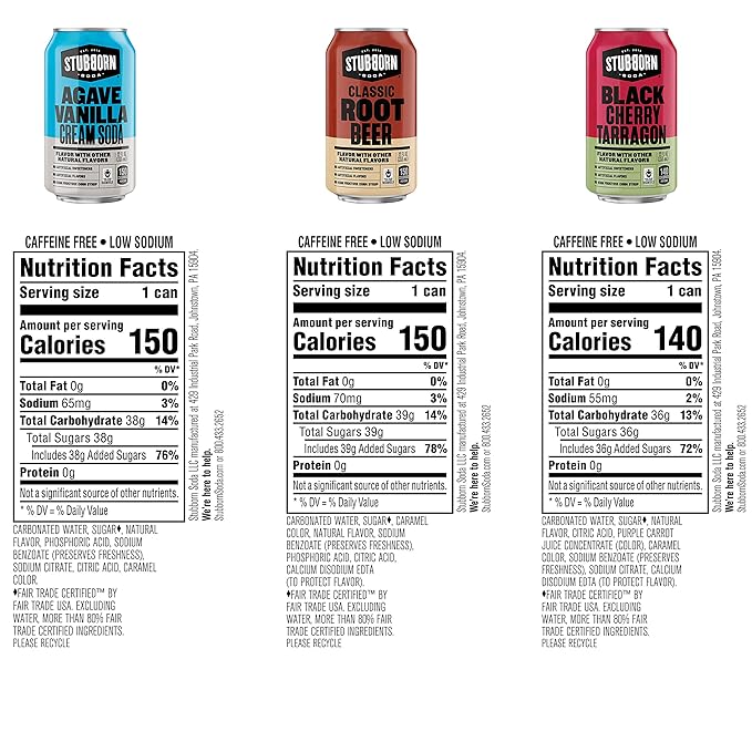 STUBBORN SODA 3 Flavor Variety Pack 12oz Cans (Two packs of 12)