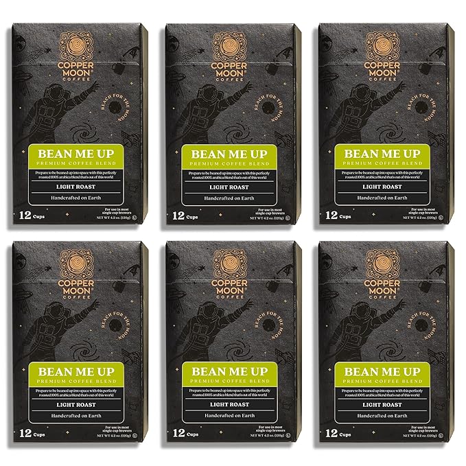 Copper Moon Single Serve Coffee Pods for Keurig K-Cup Brewers Light Roast Bean Me Up Blend 72 Count