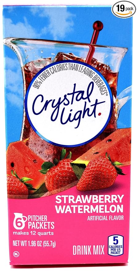 Crystal Light Strawberry Watermelon Drink Mix 12-Quart Canister (Pack of 19)