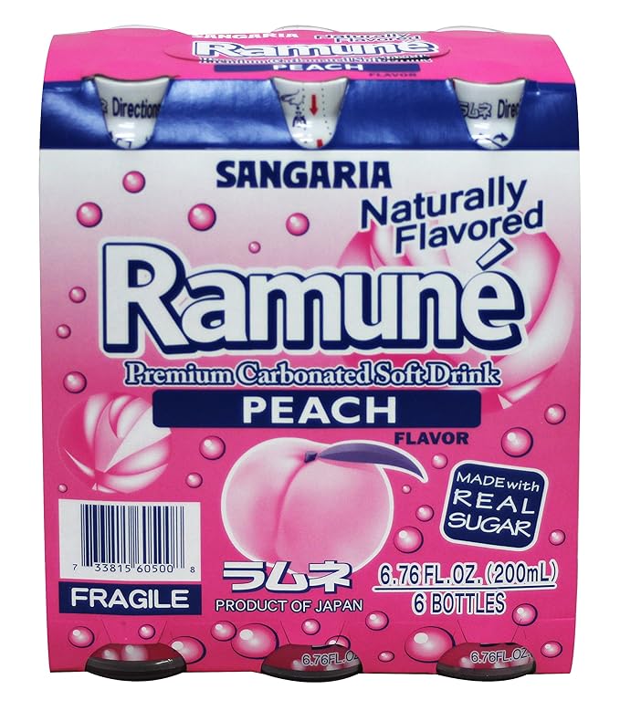 Sangaria Ramune 6.76 Fluid Ounce (Peach 6 Bottles)