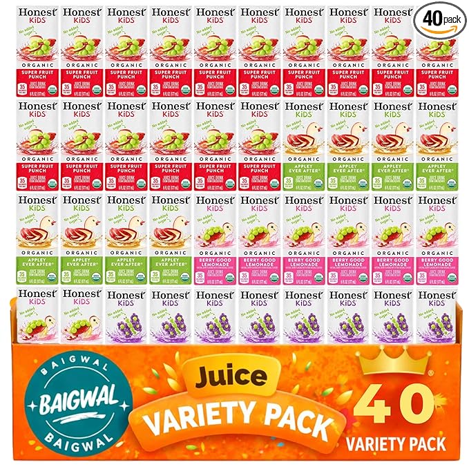 Variety Pack honest juice kids Assorted Organic Juice Drink 6 Fl Oz 40 Count