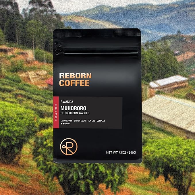 Reborn Coffee Specialty Whole Bean Coffee – Rwanda Muhororo – Light-Medium Roast Single Origin 100% Arabica Beans – Floral and Berry Notes with Bright Acidity Freshly Roasted for French Press Kali