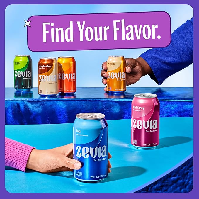 Zevia Zero Calorie Soda Grape 12 Ounce Cans (Pack of 20)