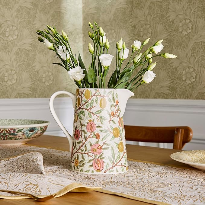 Spode Morris &amp Co Fruits Jug 48 Oz - Decorative Botanical Pitcher with Spout &amp Handle for Water Juice Iced Tea Lemonade &amp Refreshments Home &amp Kitchen Tableware Dining &amp Enter