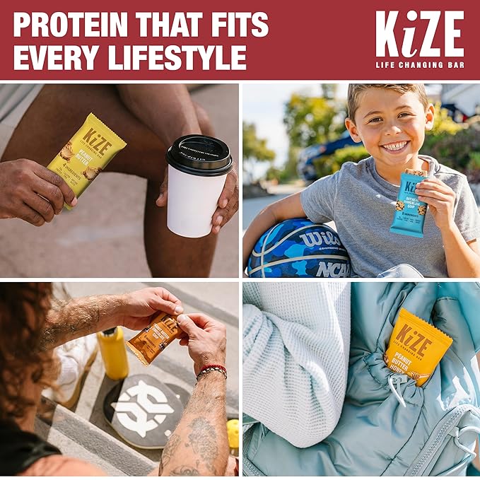 KiZE Energy Bars - Peanut Butter Lovers Variety Pack - Gluten Free Dairy Free Options Non-GMO and High Protein Meal Replacement Energy Bars Clean and Simple Food Ingredients - 7-10g High Protein S