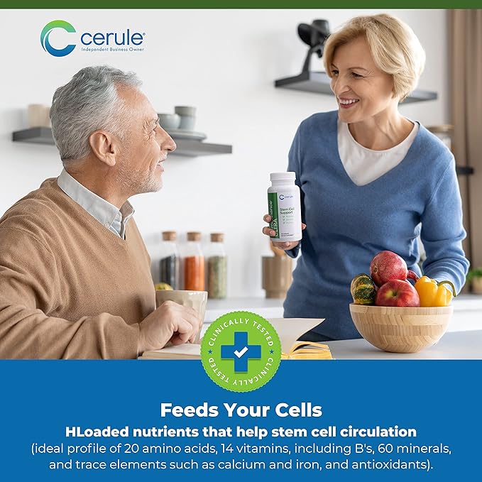 Cerule StemEnhance Ultra Natural Stem Cell Support Supplement – Freshwater Microalgae and Marine Macroalgae Extracts for Cellular Renewal Immune Function Energy and Tissue Recovery – 60 Capsules