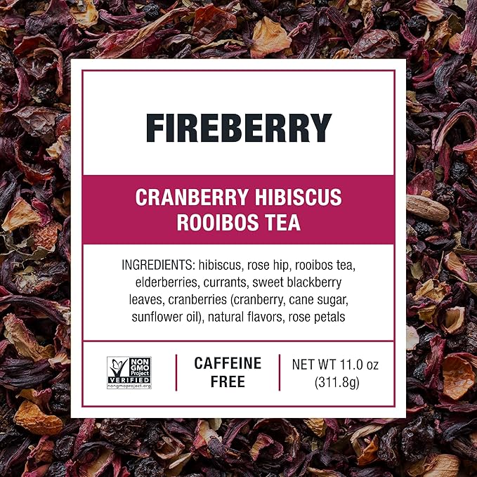Tiesta Tea - Fireberry Cold Brew Loose Leaf Cranberry Hibiscus Rooibos Tea Premium Non-Caffeinated Blend Cold Brew Packets Makes 64 oz Per Bag (Pack of 10)