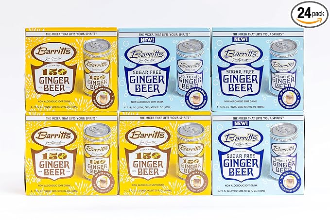 Barritt's Mixers - Ginger Beer Mix Non-Alcoholic Soda Cocktail Mixer 7.5 fl oz Cans 24 Pack Mini