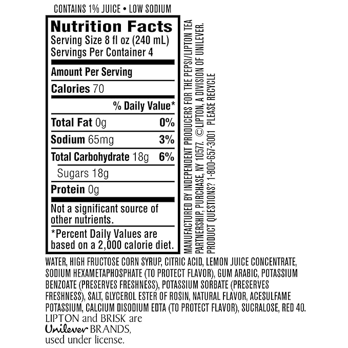 Brisk Pink Lemonade Juice Drink 1Liters (Pack of 8)