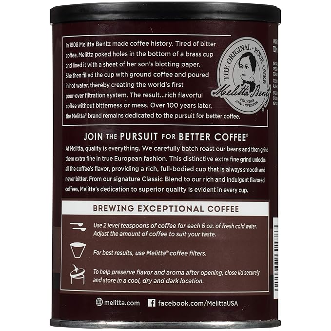 Melitta Colombian Supreme Coffee Medium Roast Extra Fine Grind 11 Ounce Can (Pack of 6)