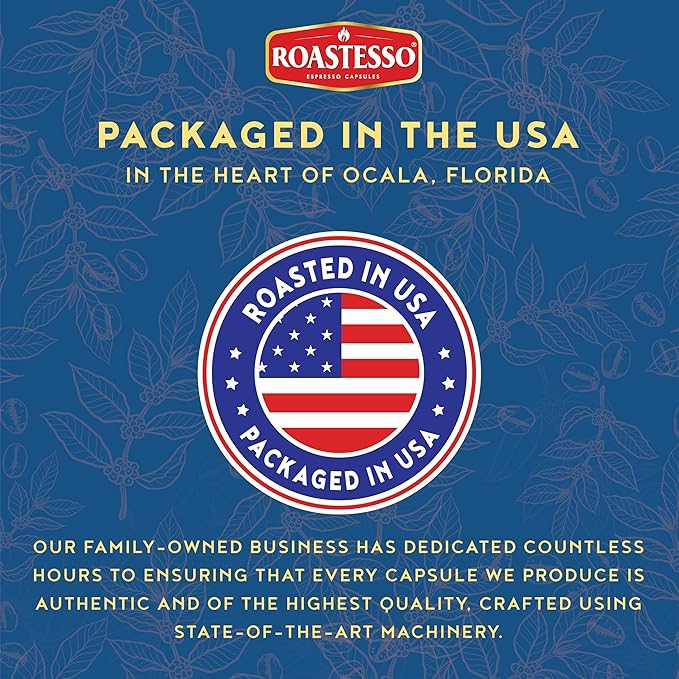 Roastesso Aluminum Espresso Capsules Variety Pack Blend Compatible with Nespresso Original Machines Medium to Dark Roast Intensity 8-13 Ristretto Recyclable Coffee Pods Packed in USA (40 Count)