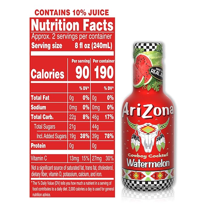 Arizona Watermelon 16.9 Fl Oz Bottle (Pack of 20)