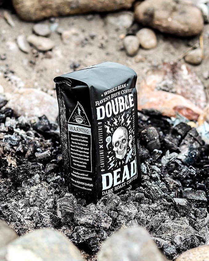 Raven's Brew Coffee High Caffeine Coffee Dark Roast Ground - Double Dead 2-pack of 12oz