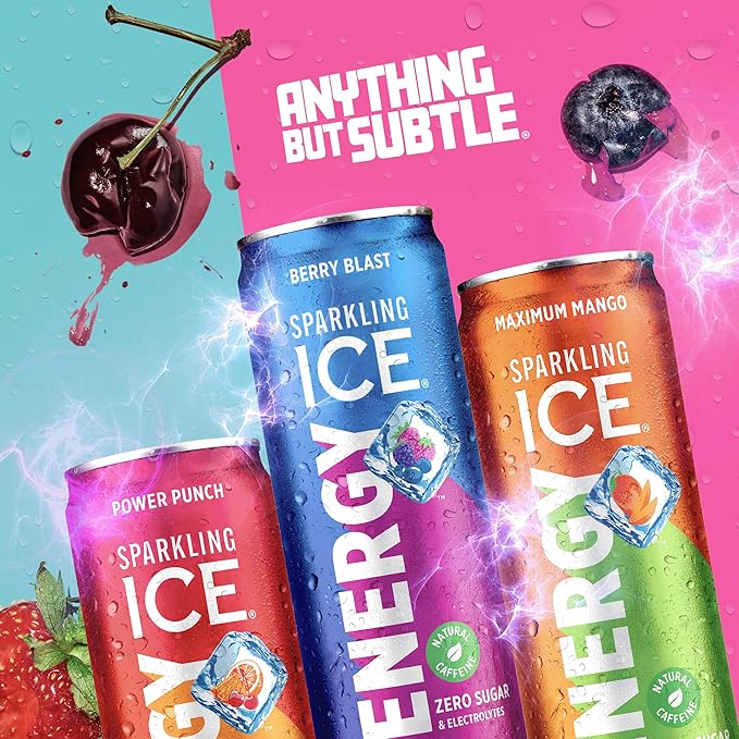 Sparkling Ice Energy Berry Blast 12Pk. Energy Drinks with Vitamins + Antioxidants Zero Sugar. 12 fl oz cans.