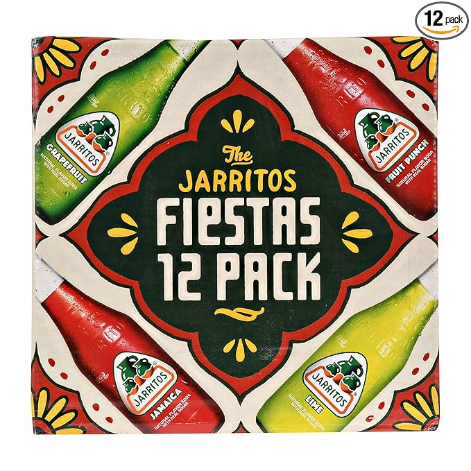 Jarritos Mexican Soft Soda Drink 12oz Glass Bottle Variety Pack (Party Pack 12 Ct)