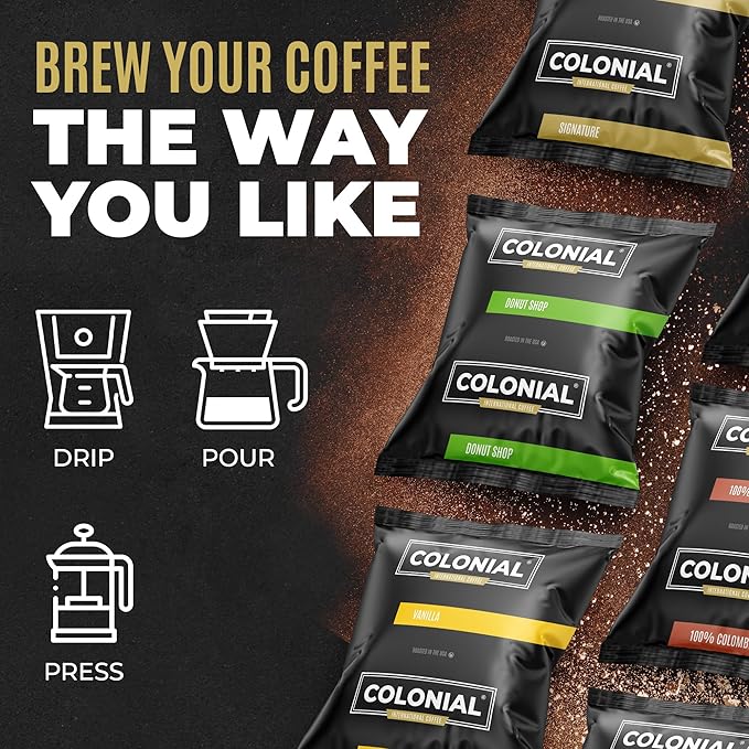 Colonial Coffee 32 Count Single Pot Coffee Packets – 100% Arabica Hawaiian Kona Medium Roast | Pre-Measured Frac Packs for 12 Cup Maker | Bulk Ground Gourmet Coffee for Home &amp Office