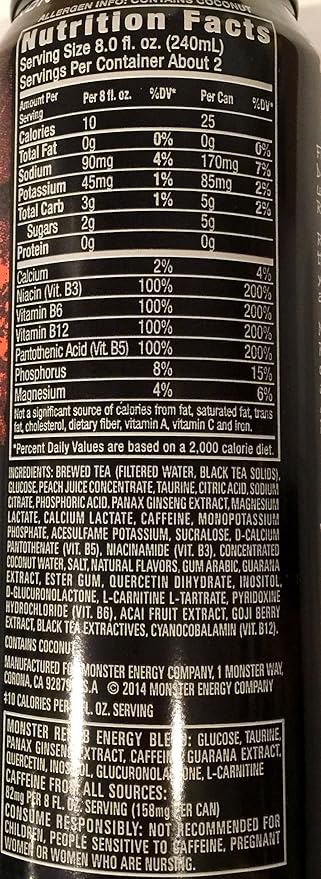 Monster Rehab - Peach Tea + Energy - 15.5oz (Pack of 8)