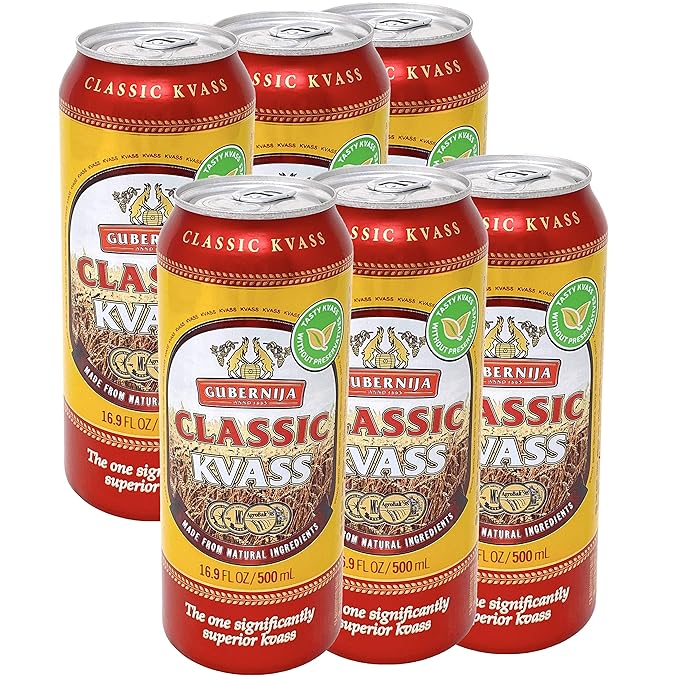 Gubernija Classic Kvass 16.9 fl oz ~ 500 ml Pack of 6 Cans
