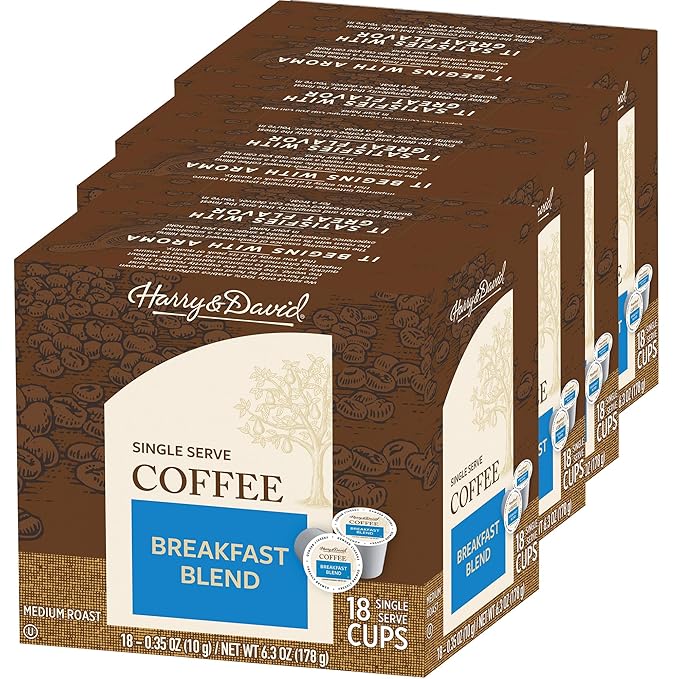 Harry &amp David Coffee in Single Serve Cups Compatible with Keurig K-Cup Brewers 72 Count (Breakfast Blend)