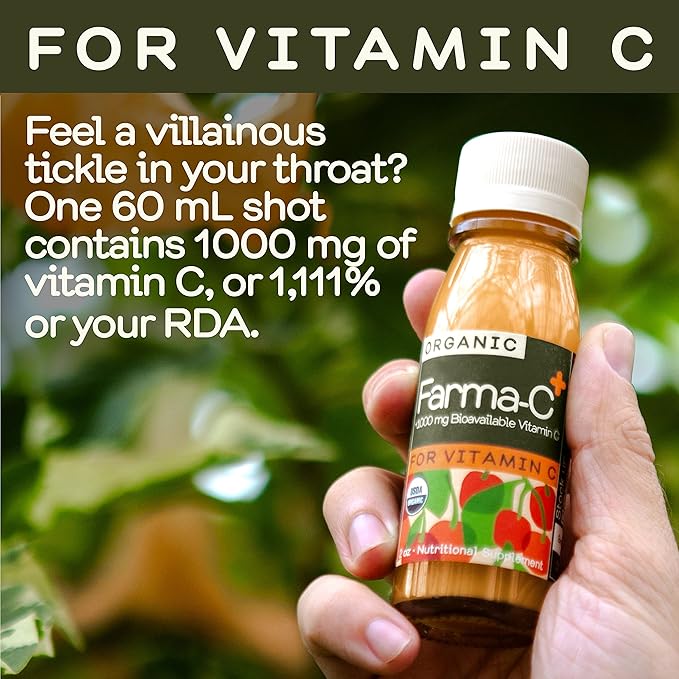 Greenhouse Juice Organic Farma-C+ Wellness Shots Vitamin C Immune Shot Cold-Pressed with Orange Acerola Cherry Sea Buckthorn Berry and Fermented Echinacea | Vegan &amp Gluten-Free (2 Oz Pack of 12