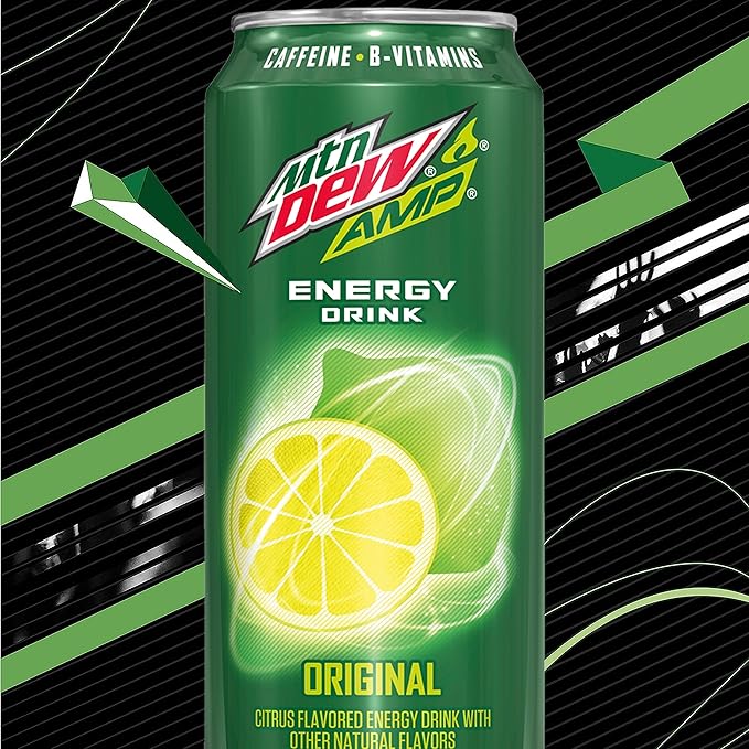 Mtn Dew AMP EnergyOriginalEnergy Drink with CaffeineB Vitamins16 fl oz cans(Pack of 24)