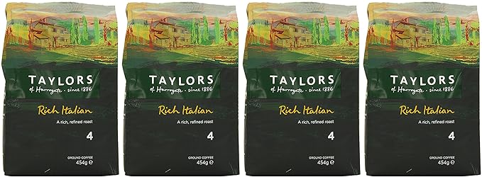 Taylors of Harrogate Rich Italian Ground Coffee 454 g (Pack of 4)