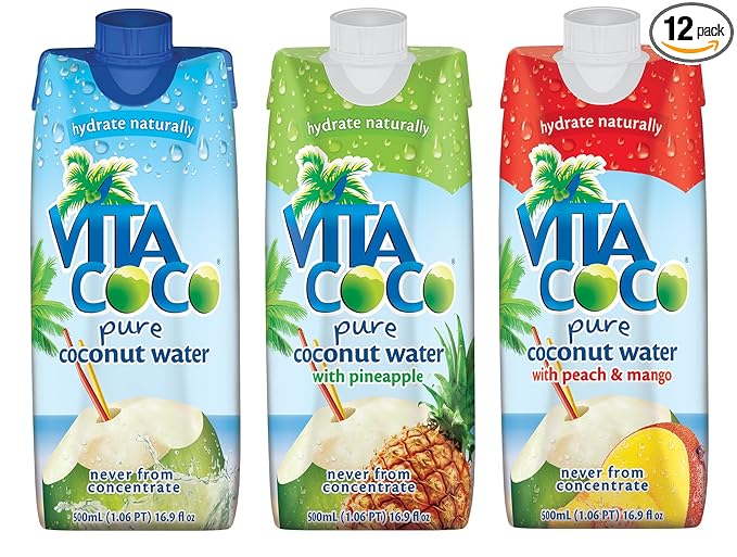 Vita Coco Coconut Water Variety Pack - Naturally Hydrating Electrolyte Drink - Smart Alternative to Coffee Soda and Sports Drinks - Gluten Free - 16.9 Ounce (Pack of 12)