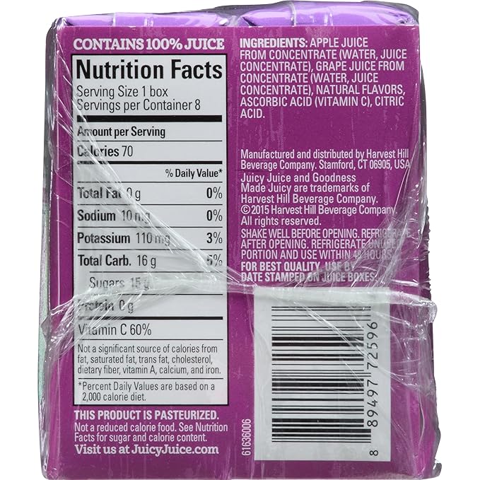 Juicy Juice Grape 4.23 Ounce Boxes 8 Count (Pack of 5)