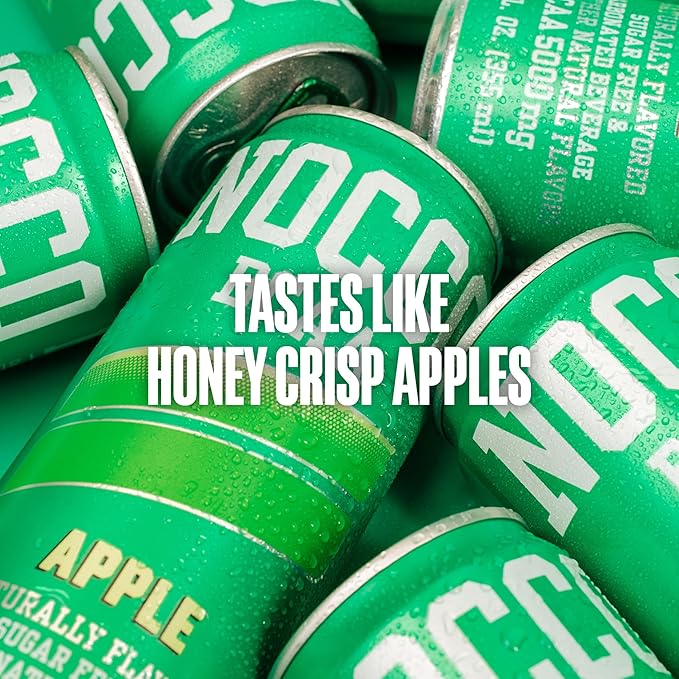 NOCCO Zero Sugar BCAA Drink Apple - 12 Fl Oz (Pack of 12) - 0mg Caffeine Sugar Free with Branched Chain Amino Acids Carbonated &amp Low Calorie B Vitamins Grab &amp Go Performance Beverage