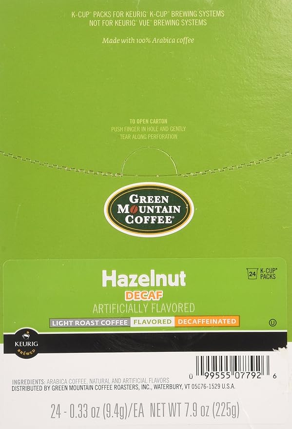 Green Mountain Coffee Decaf Hazelnut 24-Count K-Cups for Keurig Brewers (Pack of 2)