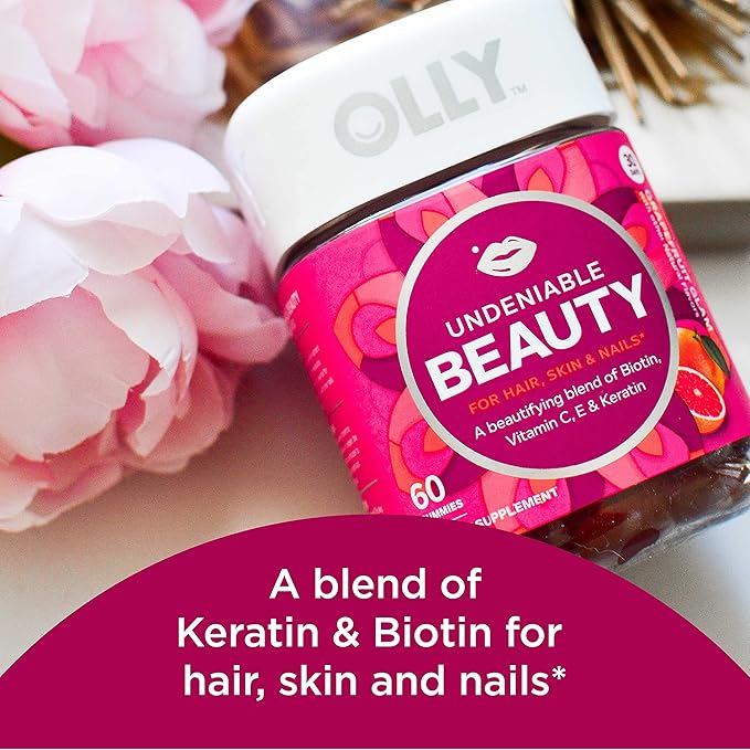 OLLY Undeniable Beauty Gummy 60ct Grapefruit &amp Glowing Skin Gummy 50ct Plump Berry - Biotin Keratin Vitamin C Hyaluronic Acid &amp Collagen Peptides