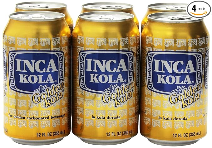 Inca Kola Golden Carbonated Beverage Soda - la kola dorada - 12 oz cans - 6pk Set of 4