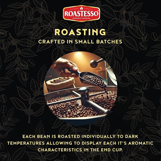 Roastesso Espresso Capsules Hioncaff Intensity 10 Compatible with Nespresso Original Machines High Caffeine Dark Roast Ristretto Single Serve Recyclable Coffee Pods (80 Count)