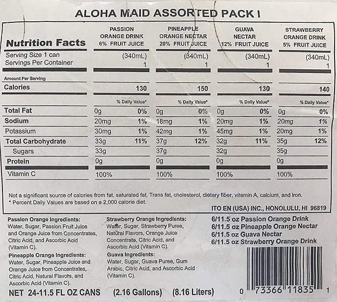 Aloha Maid Juice 11.5-Ounce (Pack of 24) (Assorted Pack)