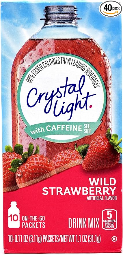 Crystal Light On The Go Wild Strawberry With Caffeine Drink Mix 10-Packet Box (Pack of 40)