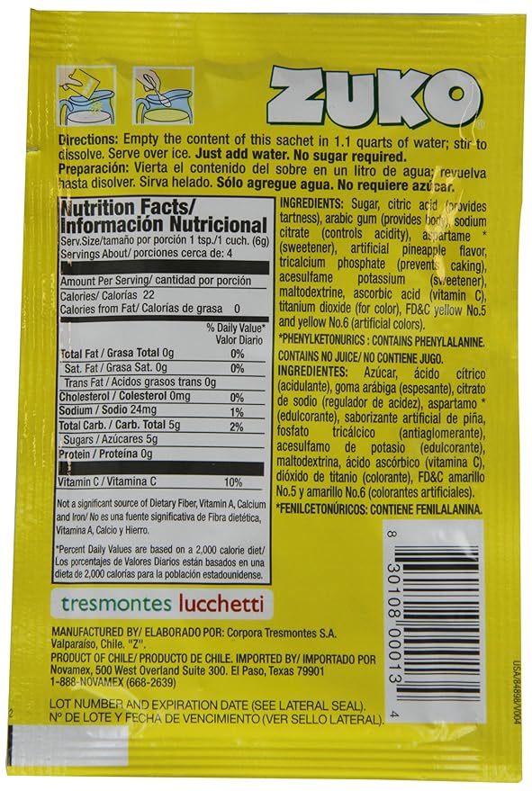 Zuko Instant Drink-Pineapple 0.9-Ounce (Pack of 96)