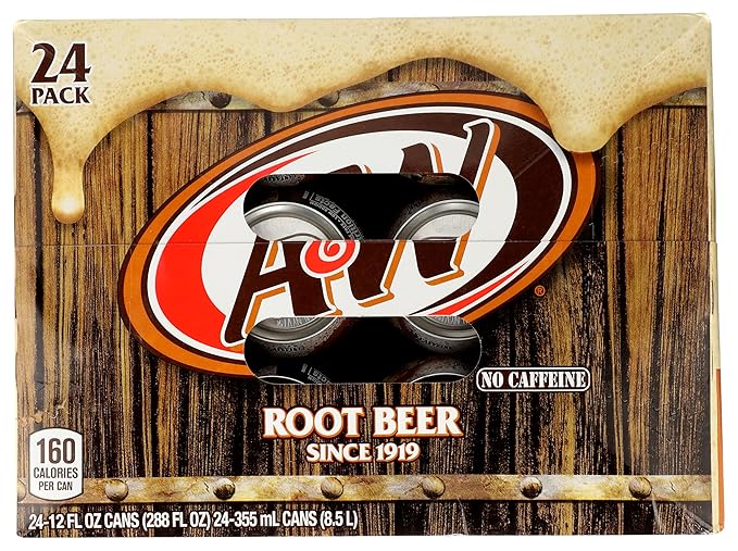 A&ampW Root Beer Soda 12 fl oz cans 24 pack