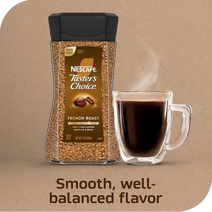 NESCAFÉ Taster's Choice Instant Coffee Dark Roast Coffee French Roast 2 Jars (7 Oz Each)