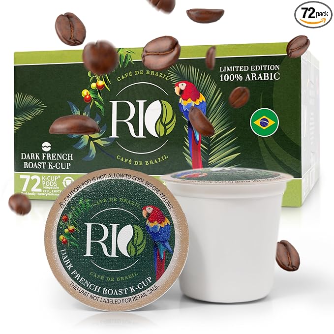 Rio Cafe de Brazil Kcup Coffee Pods - 72 Count Dark Roast Coffee with Dark Chocolate and Roasted Nuts Flavor Compatible with Kcup Brewers 100% Brazilian Made