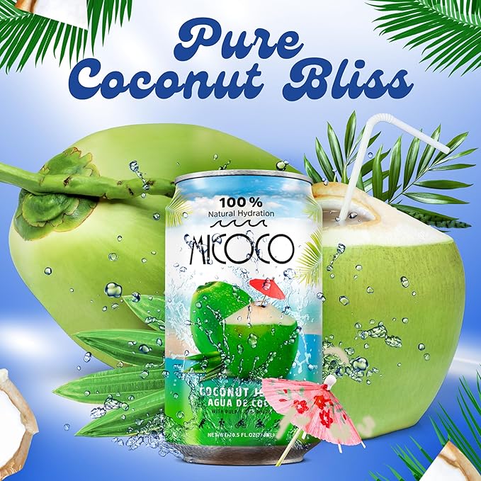 MICOCO Coconut Juice 60% Juice With Pulp 10.5 Fl Oz (Pack of 24)