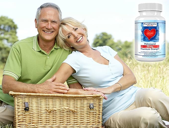 Purethentic Naturals Policosanol 20mg | Supports Cardiovascular &amp Cholesterol Health* | Free Radical &amp Antioxidant Protection* | from Pure Sugar Cane with No Unnecessary Fillers | 100 Veg Caps