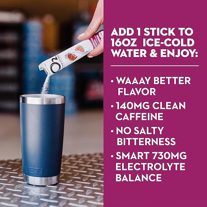 O2 Pomegranate Guava Electrolyte Drink Mix - Single-Serve Hydration Powder Packets - Great Tasting Low Sugar Recovery Drink