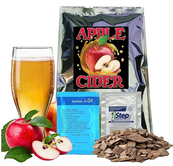 Oaked Apple Cider Recipe Kit – 5 Gallon Batch – Made with 100% Apple Juice Concentrate &amp Oak Chips – No Sugar Needed